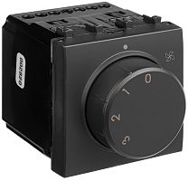 Выключатель вентилятора модульный DKC Avanti 4-поз. 2 мод. черный матовый картинка